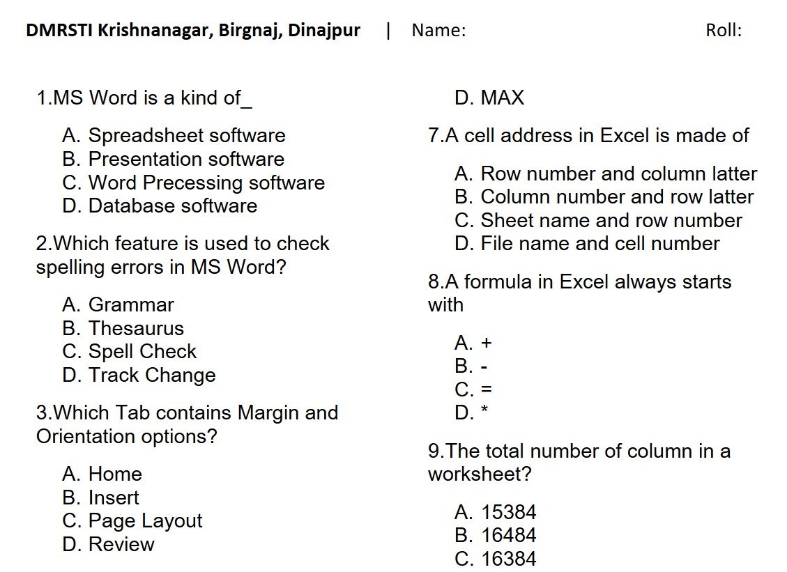 DMRSTI  Computer Operation Level 3 Formative Assessment