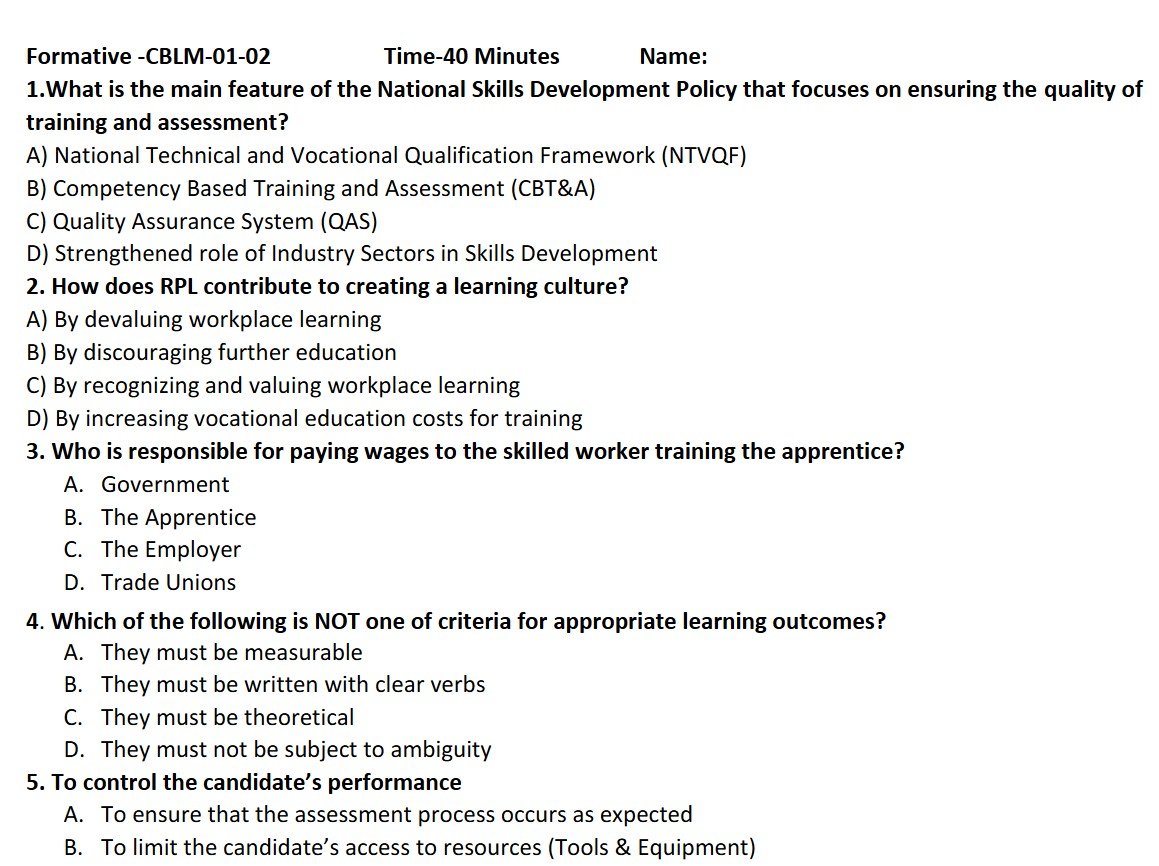 Formative-CBLM-01-02 | CBTA Methodology Level-4 | Free Download